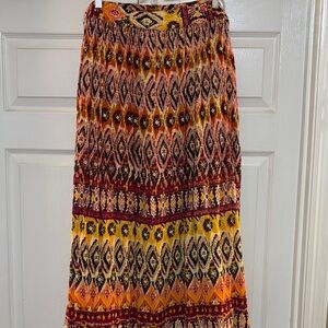 Bohemian Maxi Skirt in Red and Yellow